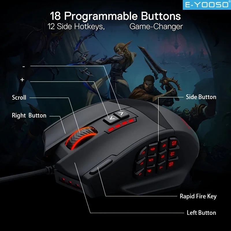 RGB Gaming Mouse – Wired 16400 DPI RGB Lighting & Ergonomic Design